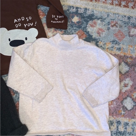 Zara Baby Boy Knit Bundle Overalls Mock Neck Sweater and Top Size 12-24 Mos - Picture 7 of 8